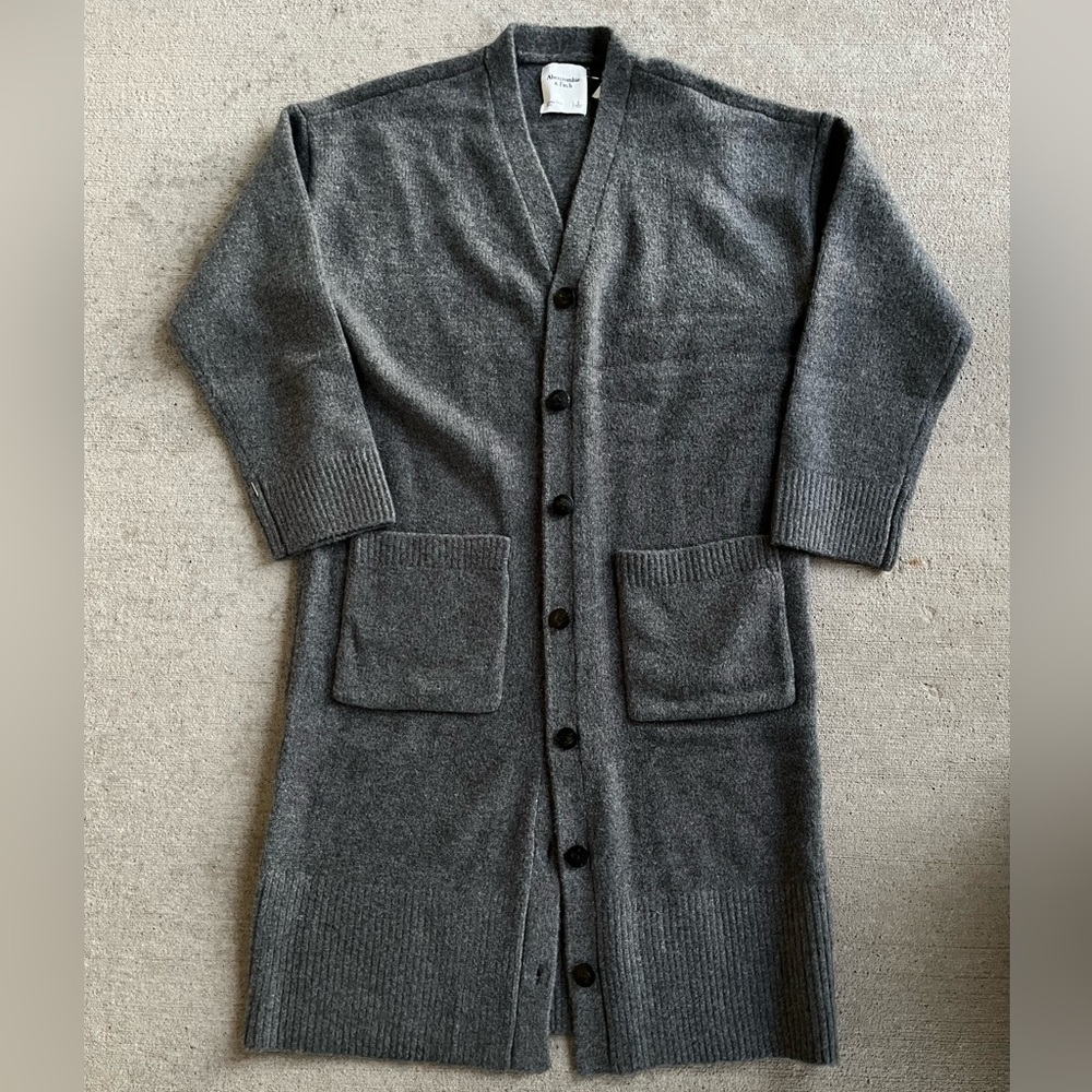 Abercrombie and Fitch grey long duster sweater cardigan NWOT